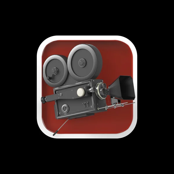 High detailed vintage movie camera on rounded square background. — Zdjęcie stockowe