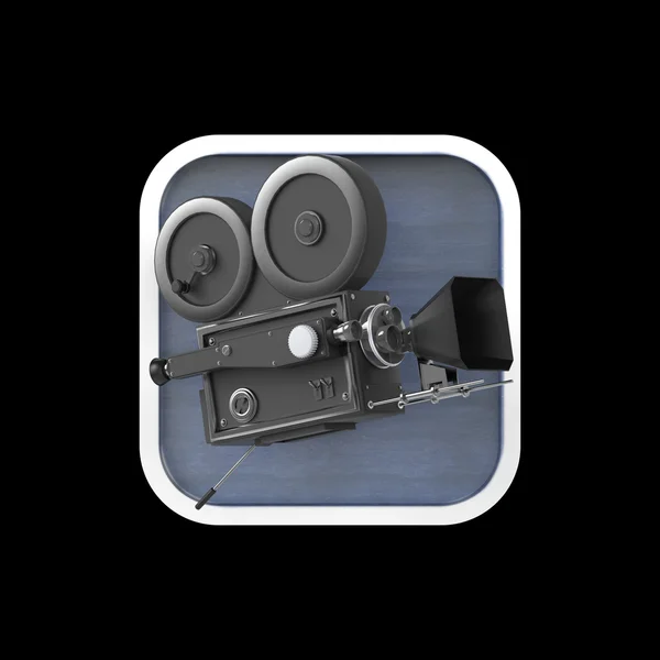 High detailed vintage movie camera on rounded square background. — Stok fotoğraf