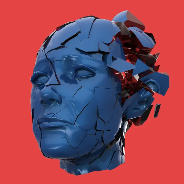 Glossy woman head exploding shuttered Headache, mental problems