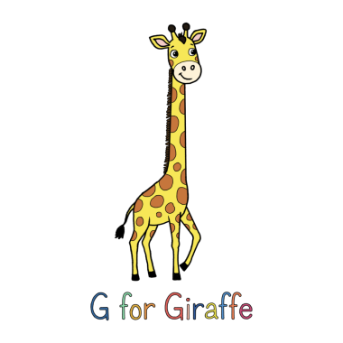 El çizimi, şeffaf arkaplanda izole edilmiş şirin zürafa çizimi.