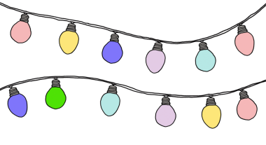 Kutlama için el çizimi renkli iplik ışıkları
