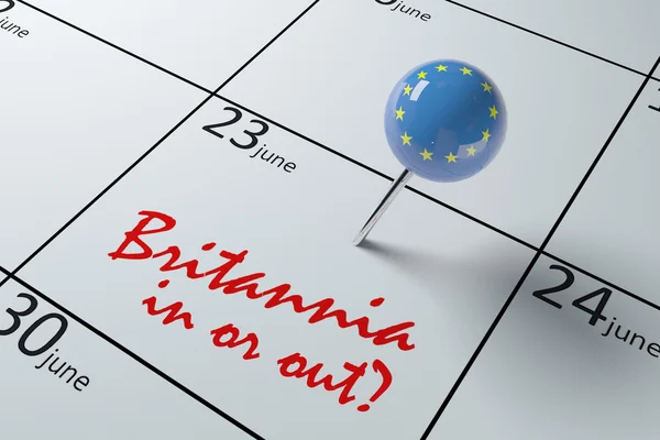 日历显示全民投票的一天，在英国-Brexit 4 三维图 — 图库照片