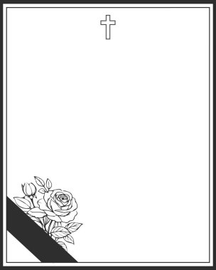 Cenaze davetiyesi boş. Güllü çerçeve