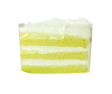 Yeşil ve beyaz hindistan cevizli kek beyaz arka planda kırpma yolu ile izole edilir..