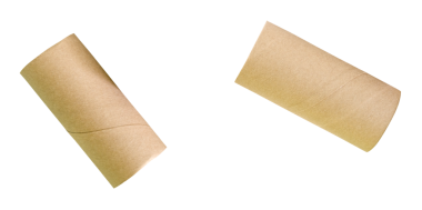 İki kağıt çekirdekli üst görünüm seti veya tuvalet kağıdı tüpleri png dosya biçiminde kırpma yolu ile izole edilir.