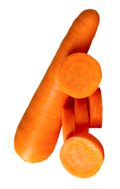 Dilimlenmiş turuncu havuç kökleri png dosya biçiminde kırpma yolu ile izole edilir.