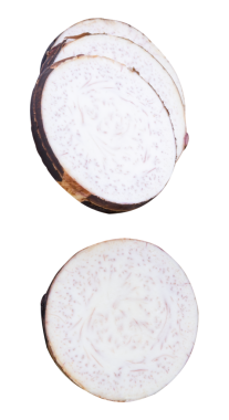 Çember şeklinde bir taro dilimleri dizisi png dosya biçiminde kırpma yolu ile izole edilir.