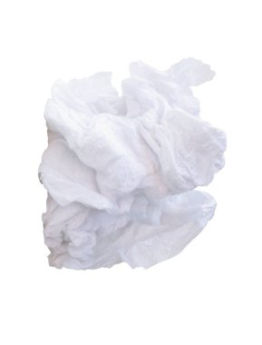 Tuvalet veya tuvalette kullanıldıktan sonra buruşmuş kağıt top kesme yolu ile beyaz arka planda izole edilir.