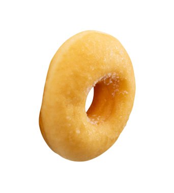 Kahverengi şekerli tarçınlı çöreğin yan görünümü kırpma yolu ile beyaz arkaplanda izole edilmiştir..