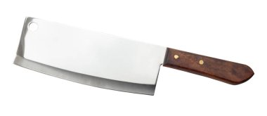 Gümüş bir satır ya da doğrama bıçağı kesme yolu ile beyaz arka planda izole edilir.