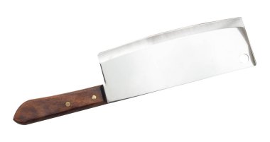 Gümüş bir satır ya da doğrama bıçağı kesme yolu ile beyaz arka planda izole edilir.