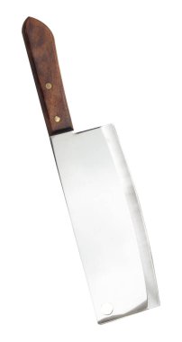 Gümüş bir satır ya da doğrama bıçağı kesme yolu ile beyaz arka planda izole edilir.