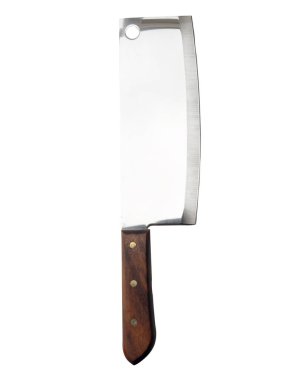 Gümüş bir satır ya da doğrama bıçağı kesme yolu ile beyaz arka planda izole edilir.