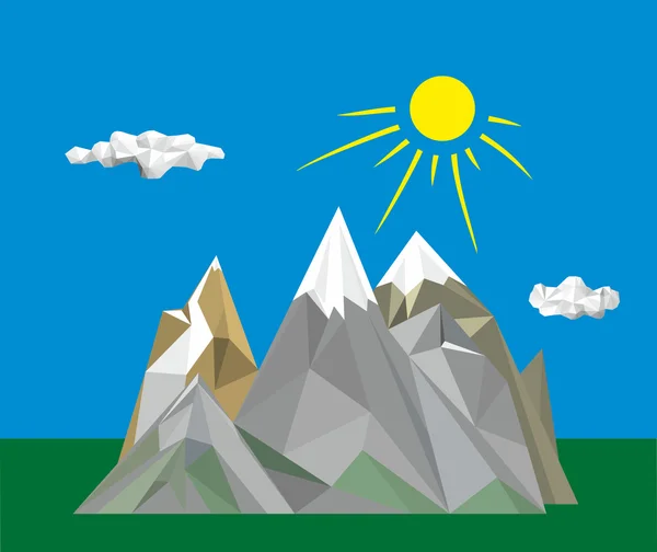 Día soleado en las montañas. ilustraciones vectoriales . — Vector de stock