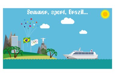 Rio'ya hoş geldiniz. Olimpiyat Oyunları 2016. vektör çizim.
