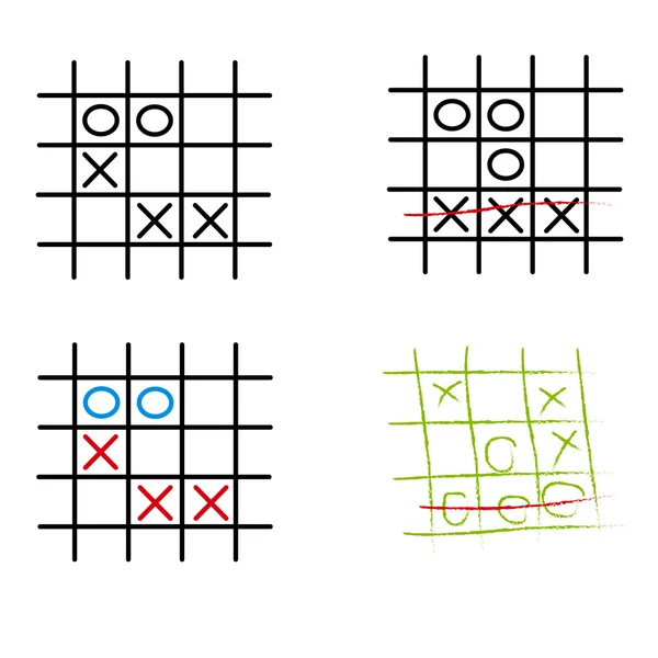 Παίζοντας Tic Tac Toe παραλλαγές σε επιλεγμένο χαρτί — Διανυσματικό Αρχείο