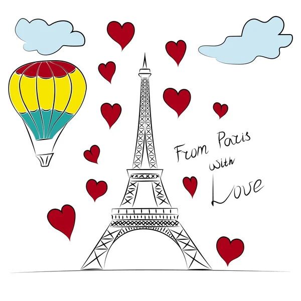 Paris, Torre Eiffel e viagens românticas —  Vetores de Stock