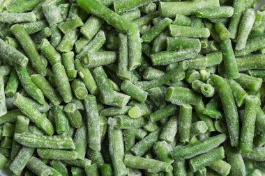 Yeşil donmuş çalı fasulyesi arkaplan görüntüsü. Sebze yemek geçmişi.