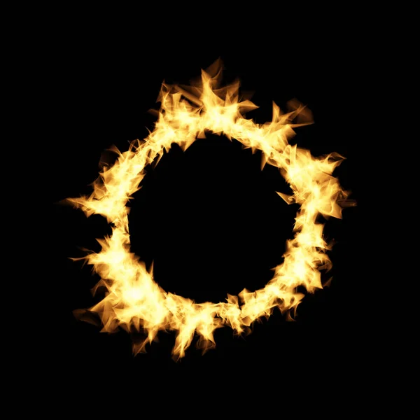 Tűzkör Illusztrációja Fekete Alapon Lánggyűrű — Stock Fotó