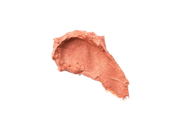 湿红的化妆品粘土涂在白色的背景上 粉红化妆品粘土的抽象样品 皮肤排毒用面部美容面膜 — 图库照片
