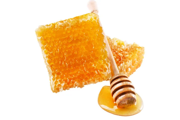Sweet Honey Honeycomb Healthy Organic Honey Slices Honeycomb Wooden Honey — Stock Photo, Image