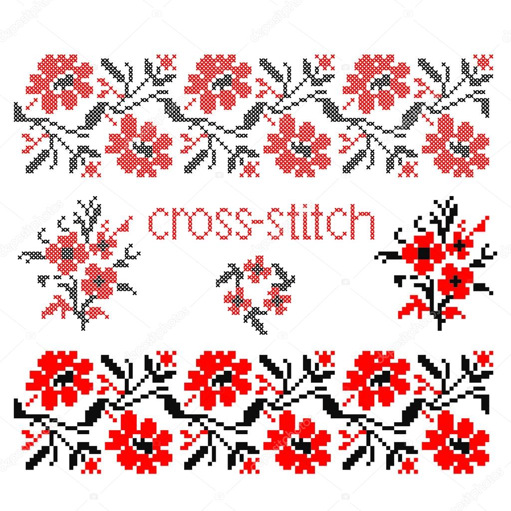 Bouquet cross-stitch embroidery