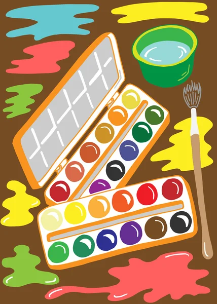 Illustration d'outils de pinceaux pour l'artiste — Image vectorielle