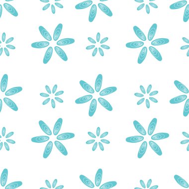 Seamless modeli mavi çiçekler Midye kabukları