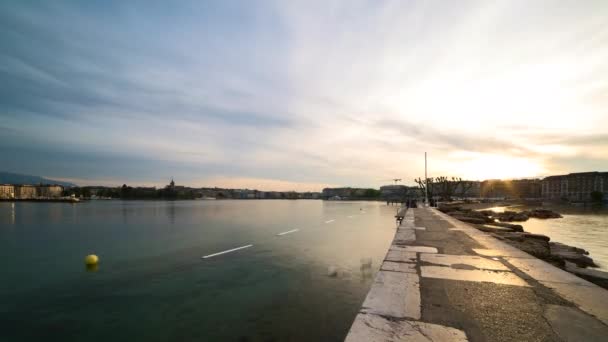 Paquis jetée jour à nuit timelapse — Video