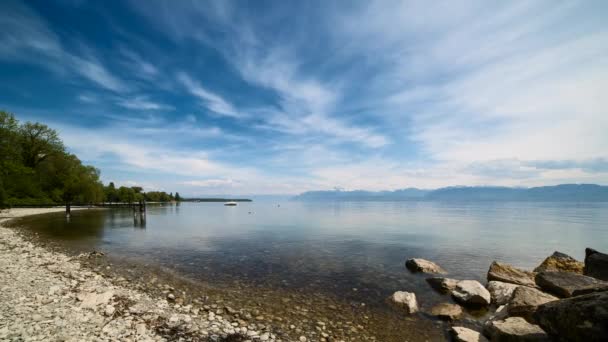Genfi tó strand idő telik el — Stock videók