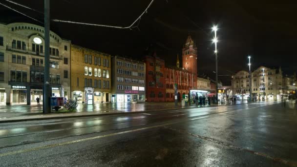 Basel marknaden square tidsinställd — Stockvideo