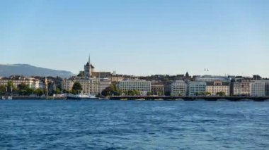 Geneva lakeside gün gece zaman atlamalı için