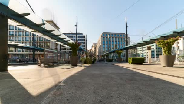 Genève openbaar vervoer station time-lapse — Stockvideo