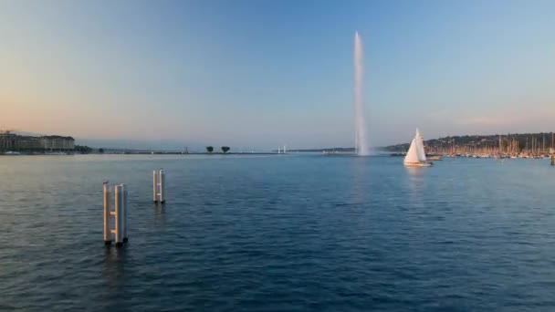 Upływ czasu fontanna Genewa — Wideo stockowe