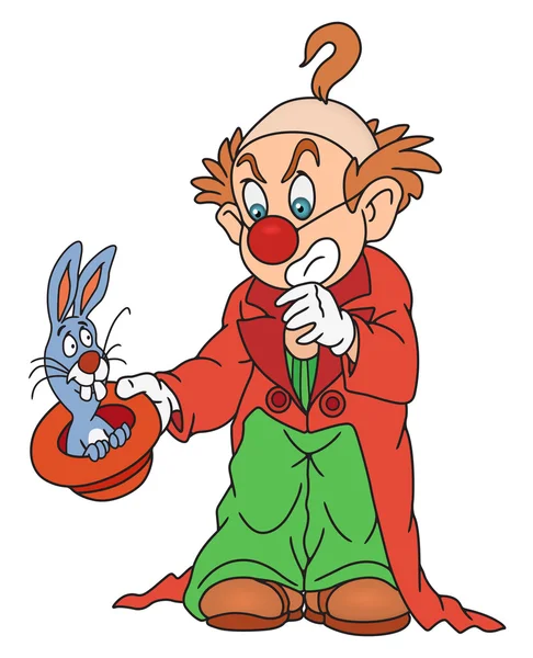 Klaun kouzelník s králíkem — Stockový vektor