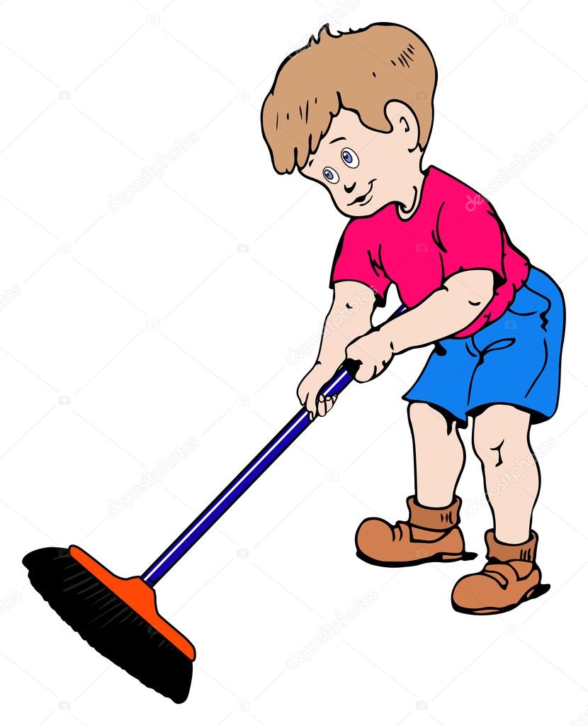 Boy with a broom