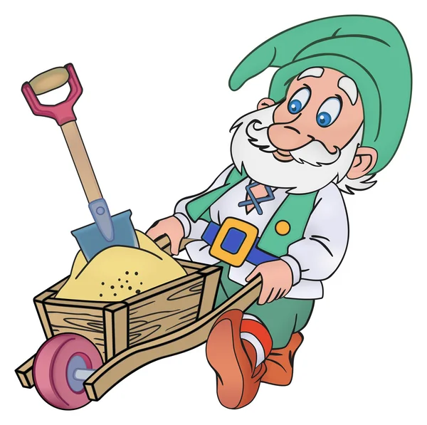Gnome with a trolley — Stock Vector