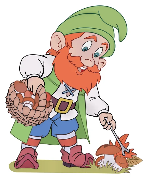 Gnome with basket — Stock Vector