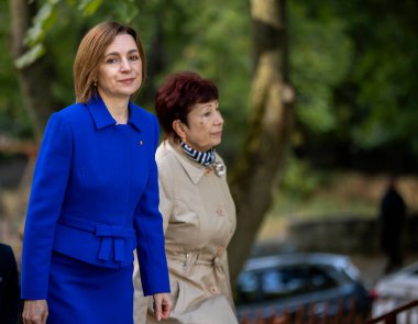 Chisinau, Moldova - 28 Eylül 2025: Moldova Cumhurbaşkanı Maia Sandu parlamento seçimleri sırasında sandık başına geldi.