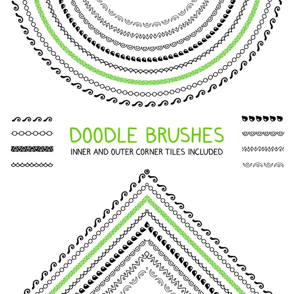 Conjunto de escovas de doodle — Vetor de Stock