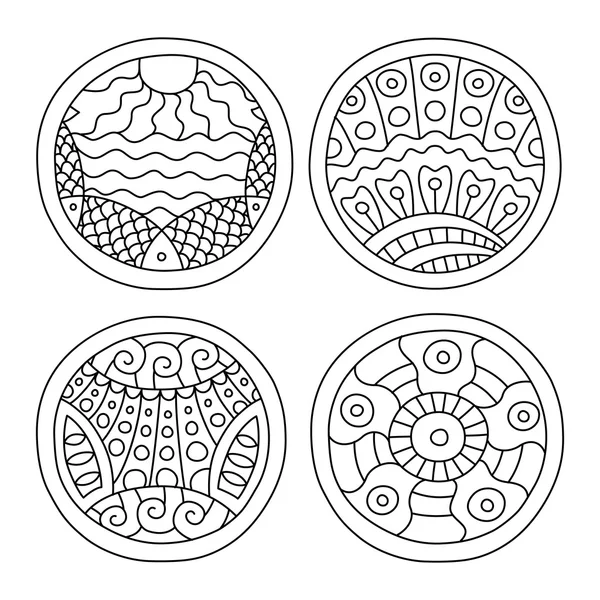 Ensemble de cercles remplis de caniches . — Image vectorielle