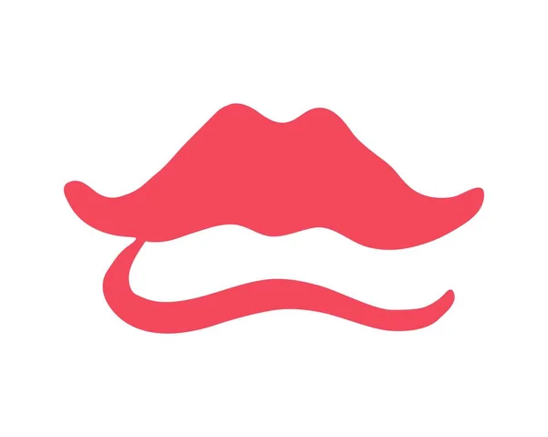 Rote Lippen Von Hand Mit Tuschmalpinsel Gezeichnet Isoliert Auf Weißem — Stockvektor