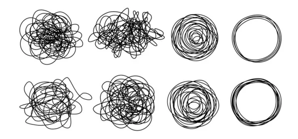 Ensemble Cercles Ronds Gribouillis Dessinés Main Avec Une Fine Ligne — Image vectorielle