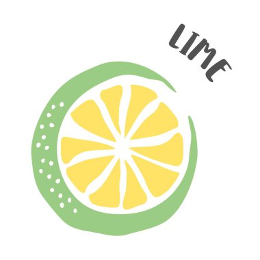 Lime drawing hand painted with ink brush isolated on white background. Vector illustration vector