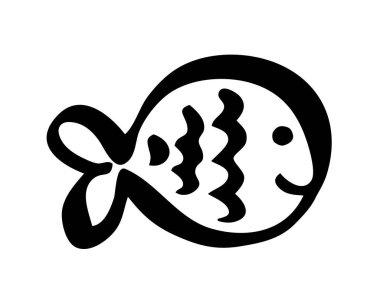 Mürekkep fırçası darbesiyle boyanmış şirin balık eli.