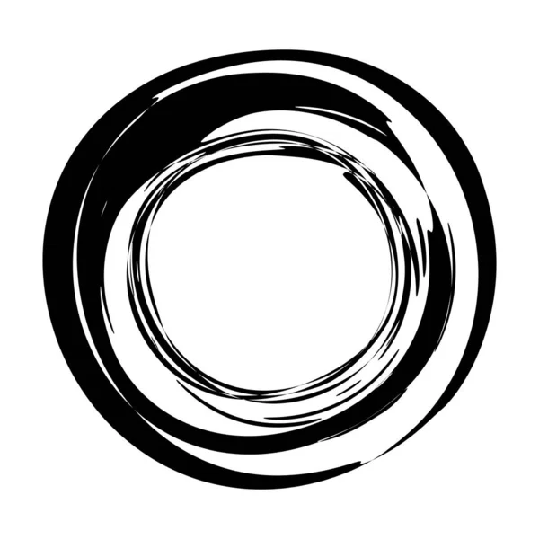 Πλύνετε το χέρι κύκλο ζωγραφισμένο με μαύρο πινέλο μελάνι — Διανυσματικό Αρχείο