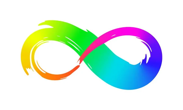 Symbole Rinbow Infinity Avec Dégradé Coloré Peint Main Avec Pinceau — Image vectorielle