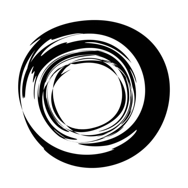 Swash cerchio dipinto a mano con pennello inchiostro nero — Vettoriale Stock