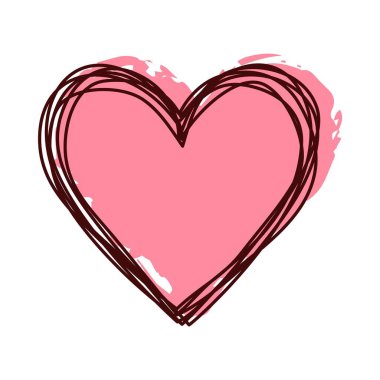 Beyazlara izole edilmiş mürekkeple boyanmış bir kalp. Vektör illüstrasyonu