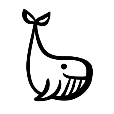 Mürekkep fırçası darbesiyle boyanmış şirin balina eli.